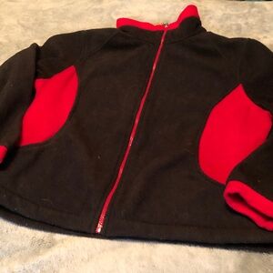 Ladies Black and Red color block Jacket fleece